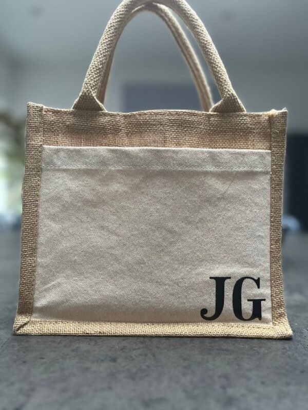 Personalised monogram jute shopper