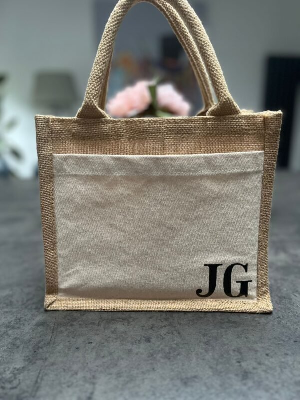 Personalised monogram jute shopper