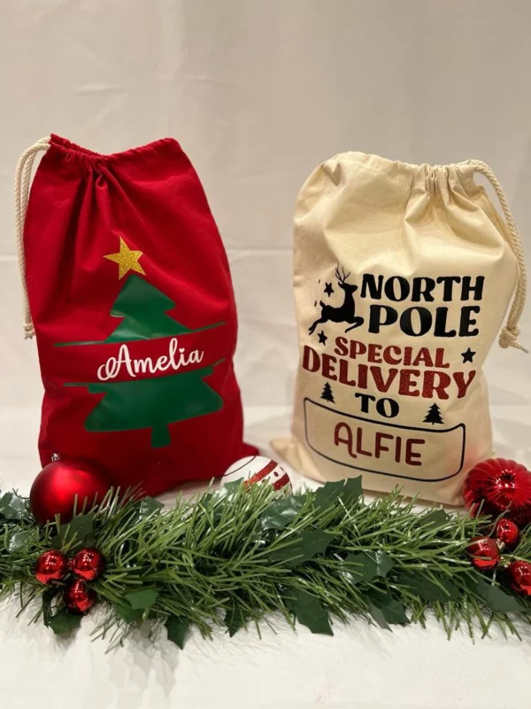 personalised Christmas drawstring sack